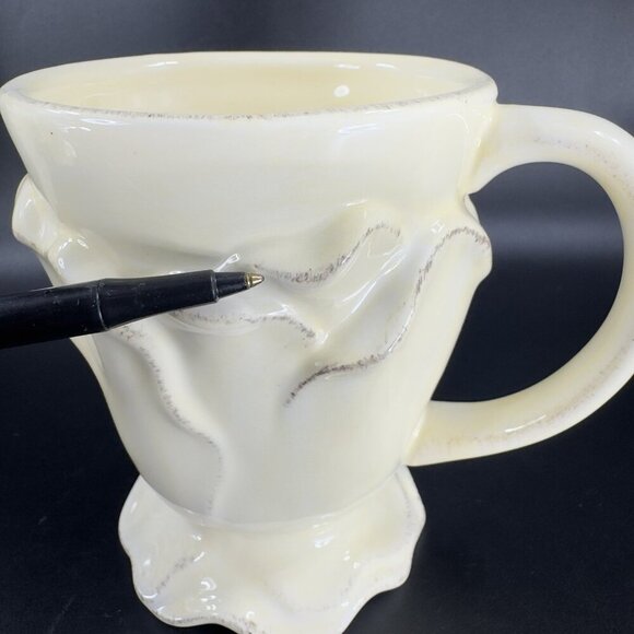 Roscher Flower Antique Butter Yellow Coffee Mug Cup Flower Shape Mugs Cups Set 2 - Picture 10 of 16